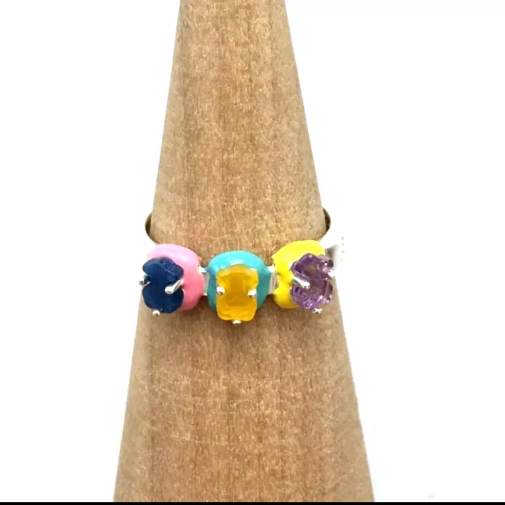 7 Colorful Multi-Stone Ring Sterling Silver 925